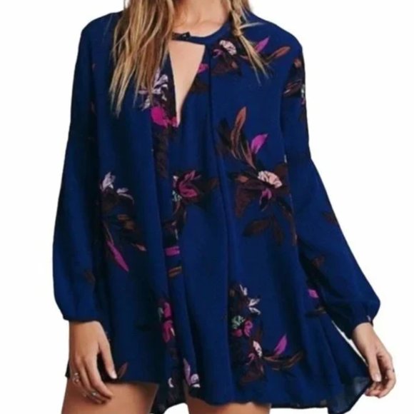 FREE PEOPLE Electric Orchard Swing Tunic Mini Dress size M - Picture 2 of 9